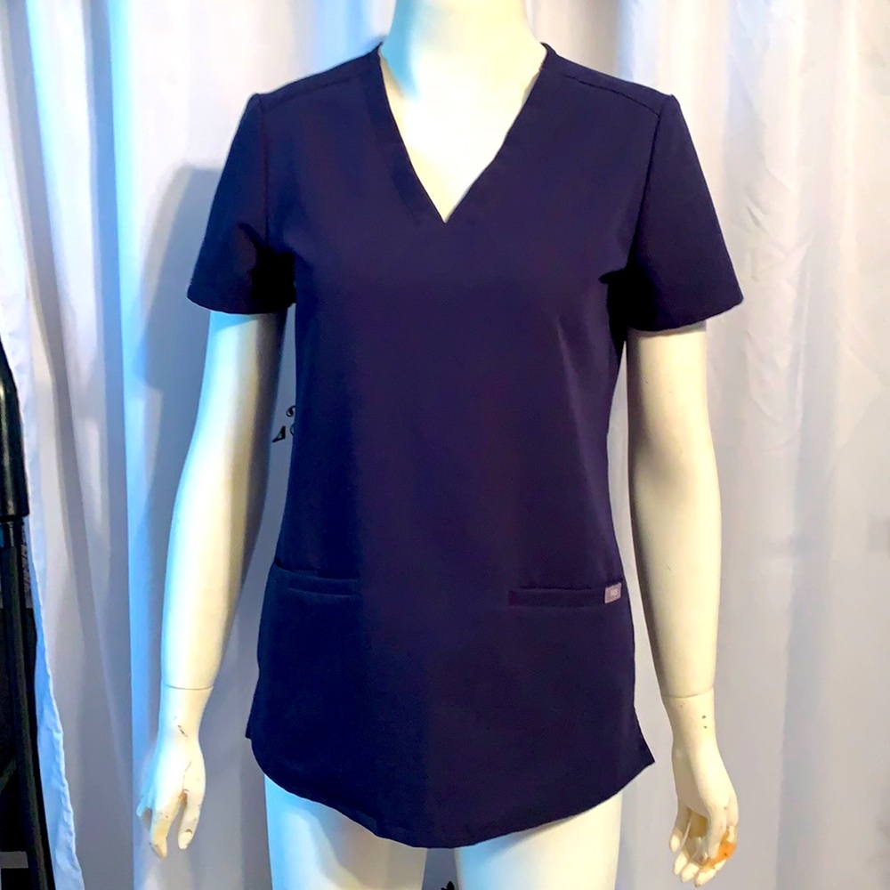 FIGS Navy Blue Casma 3 Pocket Scrub Top XXS